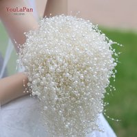 YouLaPan F24 Elegant Wedding Bouquet with Pearl Wedding Flowers Bridal Bouquets Bride Bouquet White Ivory Bridal Bouquet