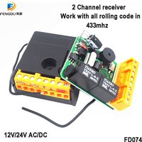 Kabelloser 2-Kanal-Garagentor-Empfänger Fernbedienungsschalter Fernbedienung für Garagentore Kompatibel mit Allen Rolling Codes auf 433MHz