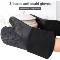 Non-Slip Silicone Oven Mitt Waterproof Heat Resistant Kitchen Gloves Long Cotton Bbq Oven Gloves for Barbecue Cooking Baking