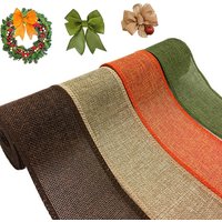 3M/Roll Burlap Wired Ribbon Rolls, Wrapping Burlap Ribbon for DIY Christmas Crafts Decoration Wedding(60mm Width)