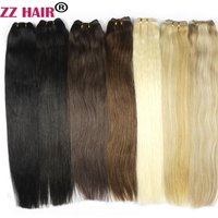 ZZHAIR 100% Human Hair Extensions 16"-26" Machine Made Remy Hair Weft Weaving 100g/Pcs Straight Natural Silk Non-clips