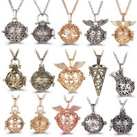 Multiple Style Mexico Chime Angel Wings Music Ball Necklace Vintage Perfume Locket Necklace Aromatherapy Oil Diffuser Wholesale