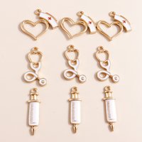 10pcs Enamel Doctors Charms Medical Stethoscope Syringe Nurse Hat Pendant For Bracelet Necklace DIY Jewelry Making Findings