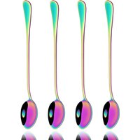 4Pcs Juice Coffee Stirring Spoon Set Colorful Cutlery Tea Spoon Dinnerware Ice Cream Long Handle Scoop Silverware Kitchen Tools