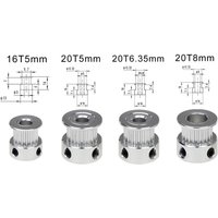 GT2 20Teeth 16Teeth 20 Teeth Bore 5mm/8mm Alumium Timing Pulley for GT2-6mm Open Timing Belt for 3D Printer Parts Laser Engraver