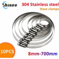 10 stücke 8mm-700mm Edelstahl Einstellbare Antrieb Schlauch Klemme Kraftstoff Linie Schneckengröße Clip Hoop Snap amerikanische Schlauchschellen Heißer Verkauf