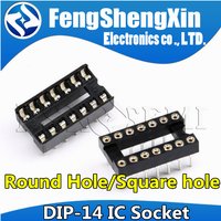10pcs DIP-14 Round Hole Square hole 14 Pins 2.54MM DIP DIP14 IC Sockets Adaptor Solder Type IC Connector