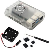 Raspberry Pi 4 Model B ABS Case Shell BOX with Cooling Fan and Heatsinks Kit Transparent Black White