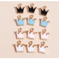 10pcs 12*11mm Cute Enamel Crown Charms Pendants for Necklace Earrings Keychain Diy Jewelry Making Accessories