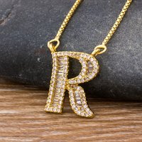Nidin Light Luxury A-Z 26 Letters Necklace Zircon Pendant for Women Initials Name Necklace Fashion Party Wedding Jewelry Gift