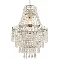 Home Terri Chrome & Clear 5 Tier Beaded Lamp Shade Easy Fit Pendant - 31.5cm H Small Chandelier (Without Light Cord Kit)