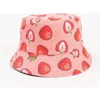 LDSLYJR Cotton Strawberry Print Bucket Hat Fisherman Hat Outdoor Travel Hat Sun Cap Hats for Girl and Women 272