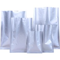 100Pcs Pure Mylar Foil Open Top Bag Tear Notch Heat Vacuum Seal Food Ground Coffee Snack Candy Cookies Packaging Pouches