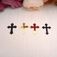 50pcs/lot Acrylic Cross Stickers Black Gold Silver Mirror Wedding Birthday Baptism Dinner Party Decor Guest Favors Gifts