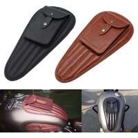 Black/Brown PU Leather Tank Chap Cover Panel Pad Bib Bra Bag Universal for Harley Sportster 883 1200 Honda Suzuki