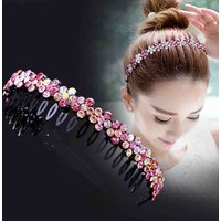 Unisex Alice Hairband Bezel Headband Men Women Sports Hair Band Hoop Top Metal Double Bangs Flower Rhinestone Hair Accessories