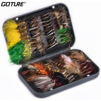 Goture 76pcs/set Fly Fishing Lures for Trout Salmon Dry Wet Nymph Streamer Flies Bait Fly Fishing Tackles Accessories