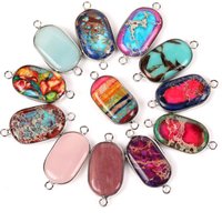 Natural Stone Pendant Charms Sea Sediment Connector Pendant For Jewelry Making Diy Necklace Bracelet Crafts Accessories 35x17mm