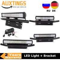 18 20 23in 126W 288W 324W Led Light Bar + Bull Bar Front Bumper License Plate Bracket Wiring kit For ATV 4WD 4x4 Car