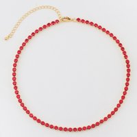 Bling Bling Round Red Zircon Short Chain Necklace On Neck Tennis CZ Necklace For Women Party Birthday Choker Jewelry