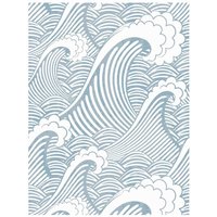 Peel And Stick Handpainting Seamless Blue White Waves Spray Self-Adhesive Prepasted Waterproof Wallpaper Wall Mural Home Decor