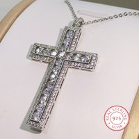 925 Silver Luxury Cross Necklace Women Men Women Zircon AAA Pendants Wedding Accessories Men's Jewelry Necklaces