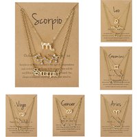 3Pcs/set 12 Zodiac Sign Necklace For Women 12 Constellation Pendant Chain Choker Birthday Jewelry With Cardboard Card