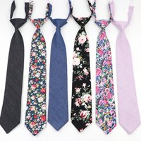 Boys Girls Skinny Ties Casual Floral Solid Color Cotton Small Tie Slim Lazy person Student Tie For Wedding Party Schhol Cravat