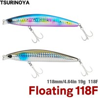 TSURINOYA-Shallow Range Floating Minnow, Long Casting Jerkbait, Saltwater Fishing, Big Hard Bait Wobbler, DW95 118F, 118mm, 19g