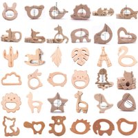 1pc Baby Teether Wooden Animal Pacifier Pendant BPA Free Beech Koala Rodent Baby Gym Accessories Teeth Pendant Children'S Goods