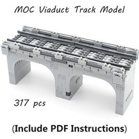 317Pcs MOC Track Viaduct Model Set Railroad Train Bridge Compatible City Train Parts Street Traffic View Building Blocks Kid Toy