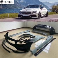 W205 C63 Pd Style Wide Car Body Kit Carbon Fiber Pp Front Bumper Rear Bumper Fender Side Skirts for Benz W205 C63 Amg 14-18