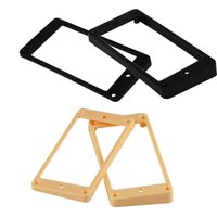 FLEOR 2 Stück gebogene Humbucker-Tonabnehmer-Montageringe aus Kunststoff, Hals- und Steg-Tonabnehmerrahmen-Set, Schwarz/Gelb, für Gitarre im LP-Stil