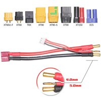 Lipo lithium Battery Charging Wire 2S 4MM/5MM 7.4v 7.6v Balance Head T/ XT60/EC5/XT90/TRX For Cars DIY Model Toys Silicone Cable
