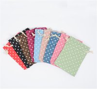 10pcs dot Pattern Jute Bag Sack Cotton Bag Drawstring Christmas Gift Bags for Gift Packaging Bags Wedding Party Pouches 10x14cm
