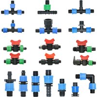 Valve de robinet à bande d'égouttement d'irrigation, 16mm, 5/8 pouces, coude, extrémité en T, connecteur de verrouillage de filetage, Joints de tuyau d'arrosage de jardin