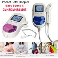 Baby Sound C Pocket Fetal Doppler Ultrasound Baby Heartbeat Detector Home Pregnant Doppler Heart Rate Monitor 2MHZ 3MHZ 8MHZ
