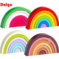 New Kids Montessori Arch Bridge Rainbow Building Blocks Wooden Toys Baby Early Education Color Cognitive Blocks Toy