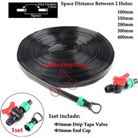 20/50/100M 16mm Micro Irrigation Drip Tape 1-hole Greenhouse Garden Flower Pots Watering Soaker Hose With Pipe Connector