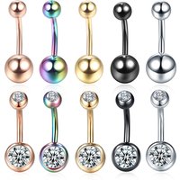 1PC 14G Rhinestone Piercing Navel Surgical Steel Belly Button Rings Navel Piercing Goth Ombligo Ball Nombril