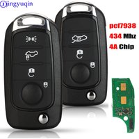 jingyuqin 3/4 Buttons PCF7938 434MHZ 4A Chip Remote Car Key For FIAT TIPO Toro 500X Nuovo Grazie Remote Control