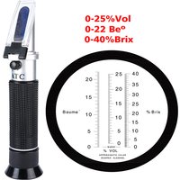 3 In 1 Grape & Alcohol Refractometer RHW-25VATC 0-25%Vol 0-40%Brix 0-22Baume Wine Refractometer Alcohol Meter for moonshine