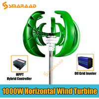 1000W 12V/24V 5 Blades Wind Turbine Generator Lantern Vertical Axis Motor Kit For Home Hybrids Streetlight Use Electromagnetic