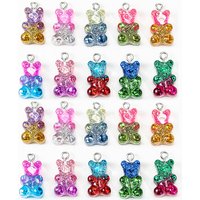 10pcs/PACK Candy Color Glitter Bear Cute Resin Charms DIY Findings Earrings Keychain Necklace Pendant Jewelry Decor Accessories