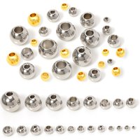 100 pcs/lot perles en acier inoxydable plaqué or 2-12mm grand trou boule européenne entretoise perles en vrac pour la fabrication de bijoux résultats de bricolage