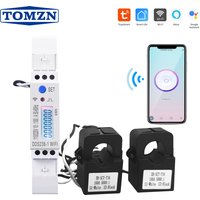 TOMZN 2 Phase 3 wires 110V+110V 100A Din Rail 18mm Tuya WIFI Smart Energy Meter Power Consumption Monitor kWh Meter Wattmeter