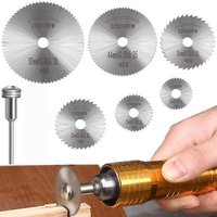7 Pcs Rotary Drill Saw Blades, Steel Saw Disc Wheel Cutting Blade with 1/8" Shank Mandrel for Dremel Foredom Drills Rotary Tools