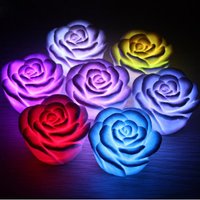 Romantic LED Floating Rose Flower Candle Night Light Colorful Wedding Decoration Bedroom Party Indoor Decor petals roses