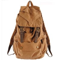 Fashion Vintage Leather military Canvas Backpack Men School Bag drawstring backpack Women Bagpack male Rucksack Teenager mochila