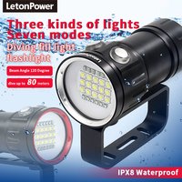 Lampe de photographie sous-marine professionnelle à 27 LED, lampe d'éclairage puissant, 20 000 lumens, lampe de plongée, étanche jusqu'à 100 m, torche pour caméra vidéo.